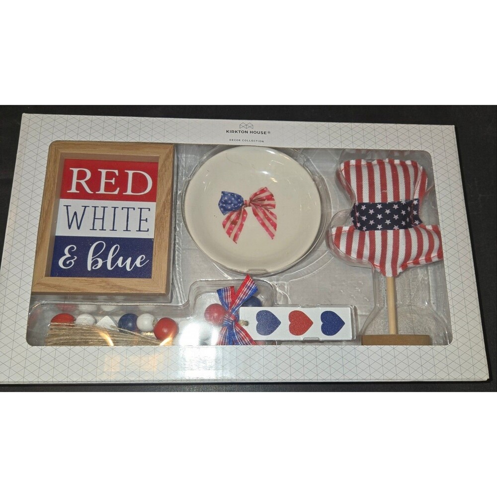 Kirkton House Americana 4th of July Red Patriotic Tray Objects Tier Tray ALDI